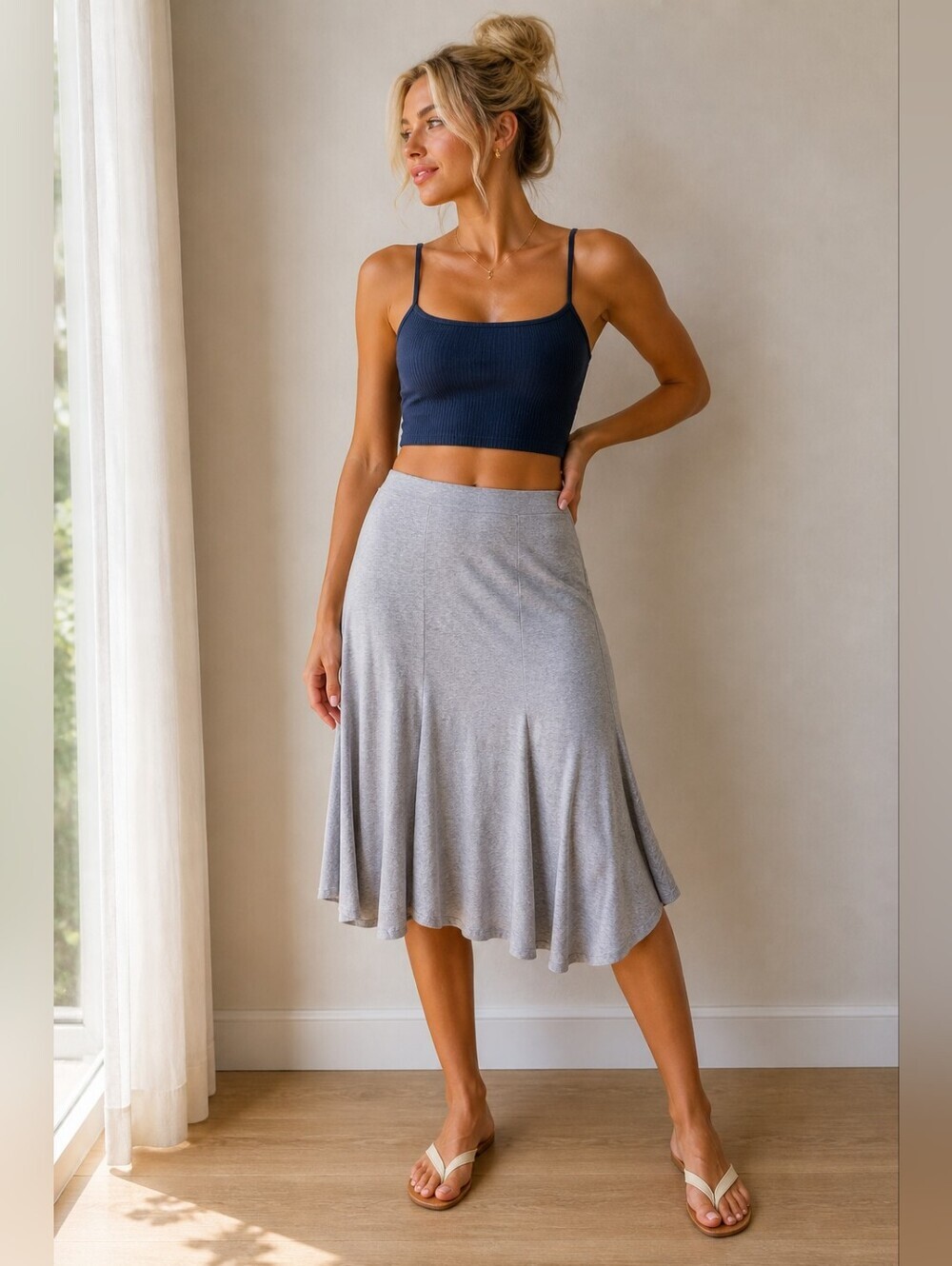 Talbots gray casual tulip hem skirt M